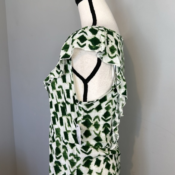 Time & Tru Green Ruffle Aztec Spring Easter Maxi Dress NWT - Picture 5 of 9